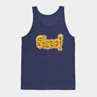 PIZZA! Pepperoni Slice Thick Base Pizza Lettering Font Cartoon Illustration Tank Top